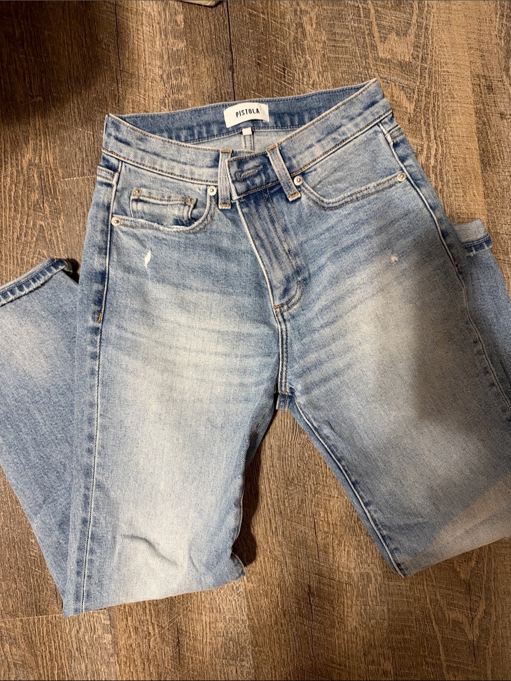 pistola Light Blue High-Rise Straight Crop Jeans
